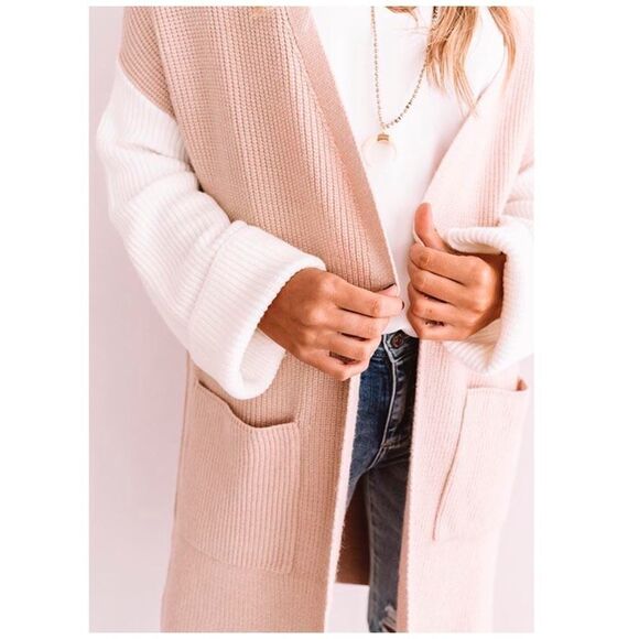 COLOR Block Open Knit Cardigan - Picture 8 of 10